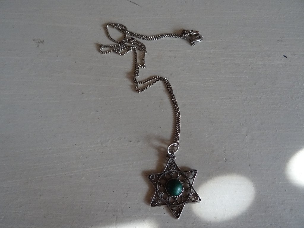 Oude vintage ketting met Davidster filigrain, Ophalen, Overige materialen, Ketting