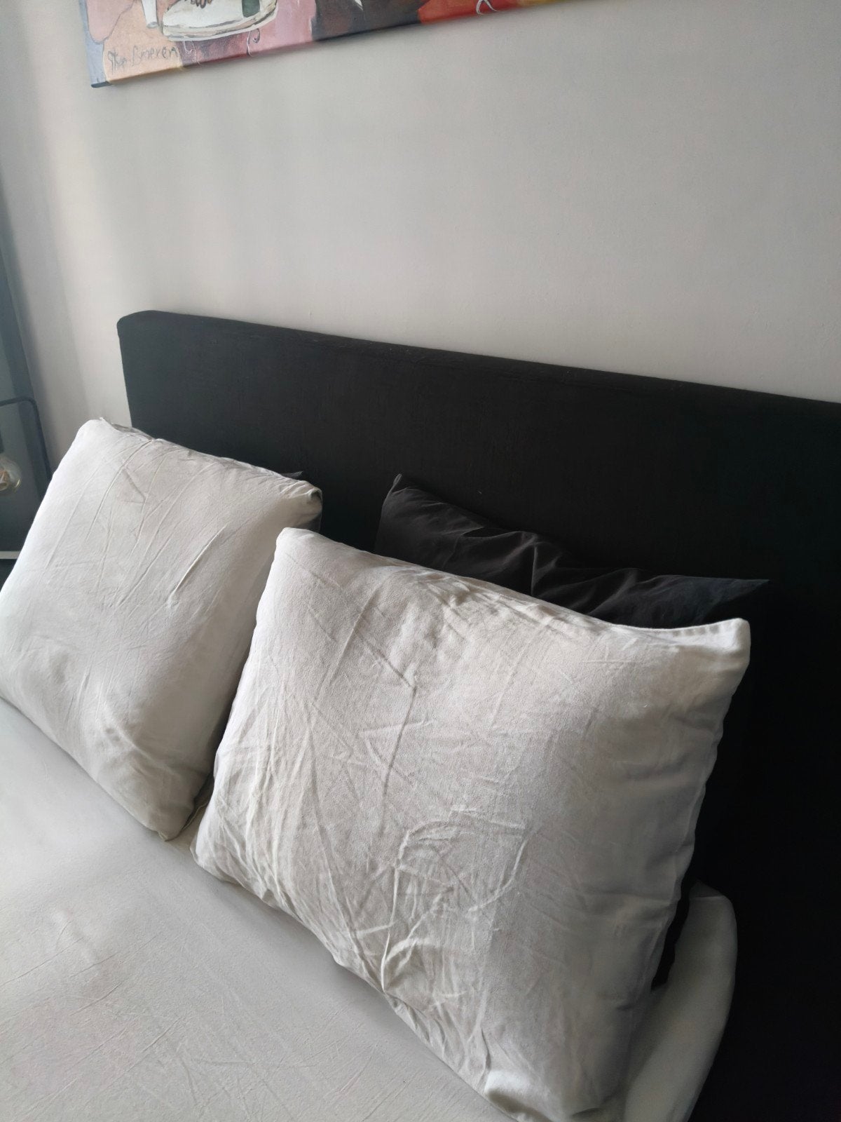 Carresse Boxspring 140x200 cm met hoofdbord en matrassen, Ophalen, Overige materialen, Gebruikt, Zwart