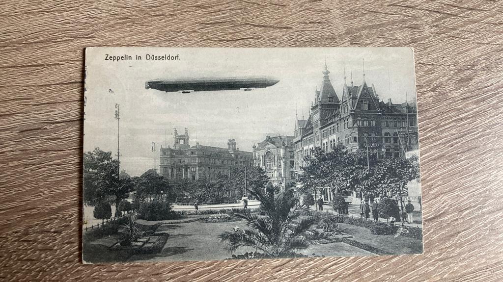 Oude ansichtkaart Zeppelin Düsseldorf 1909, Ophalen of Verzenden, Voor 1920, Gelopen, Duitsland