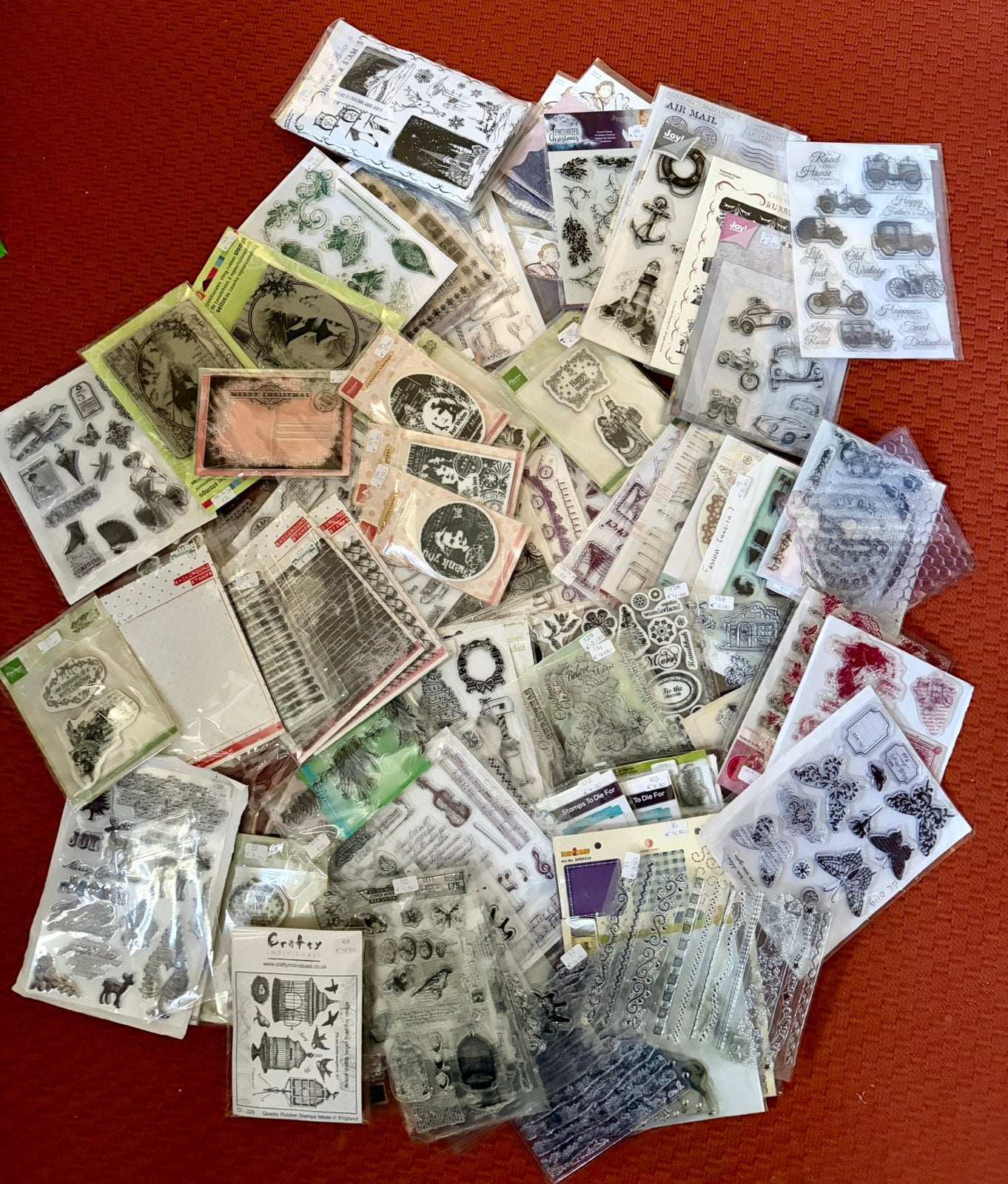 Doos met 93 nieuwe clear en rubber stamps, Ophalen of Verzenden, Nieuw, Clearstamp
