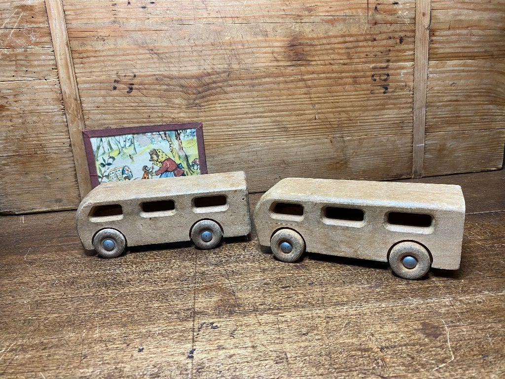 2 vintage houten bussen Jukka Finland, Ophalen of Verzenden