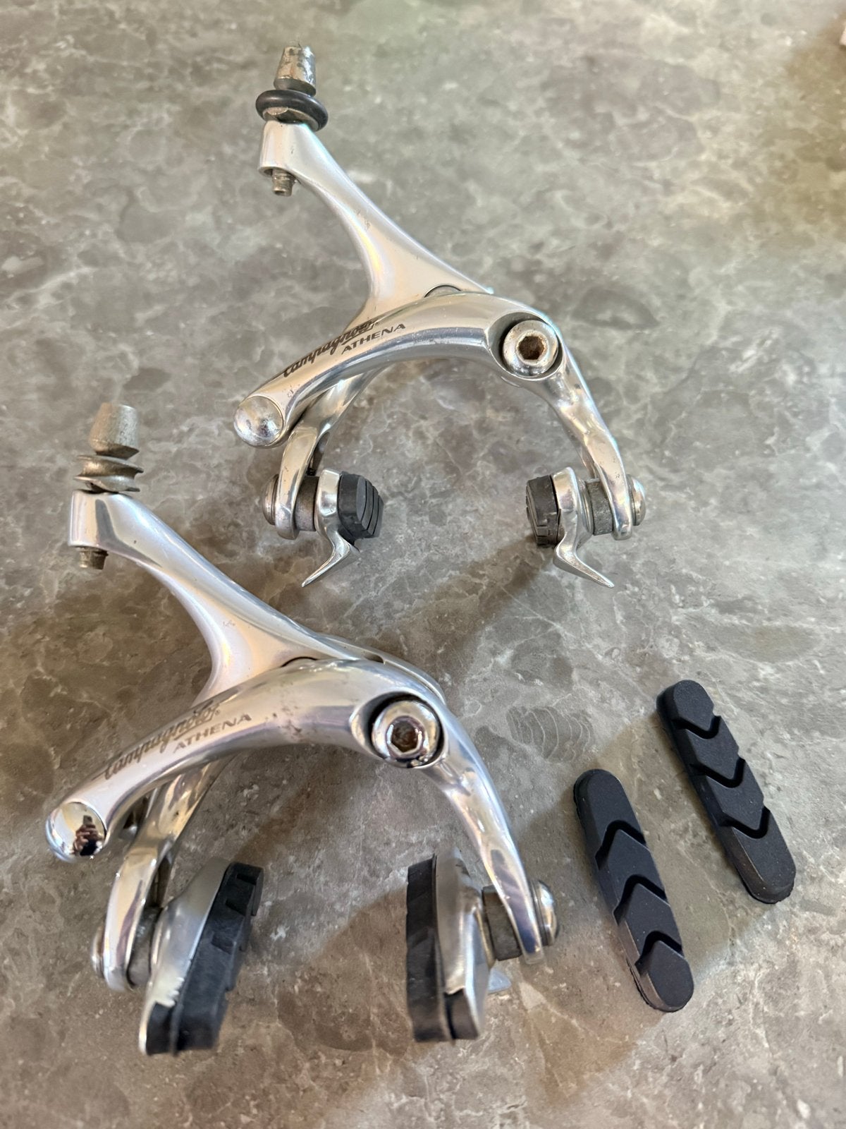 Campagnolo Athena vintage remmen voor racefiets + extra blok, Remmen, Gebruikt, Ophalen of Verzenden, Aluminium