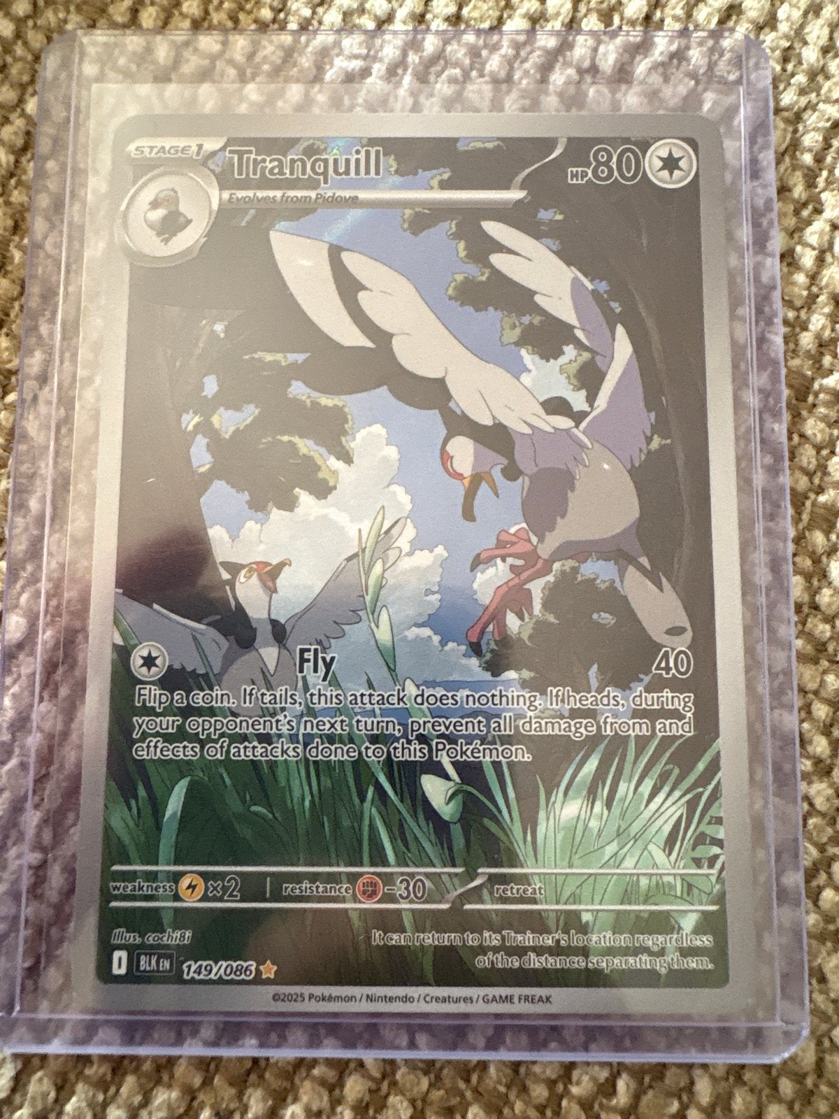 Tranquill 149 BLK Black Bolt Pokemon !, Hobby en Vrije tijd, Verzamelkaartspellen | Pokémon, Zo goed als nieuw, Losse kaart, Ophalen of Verzenden