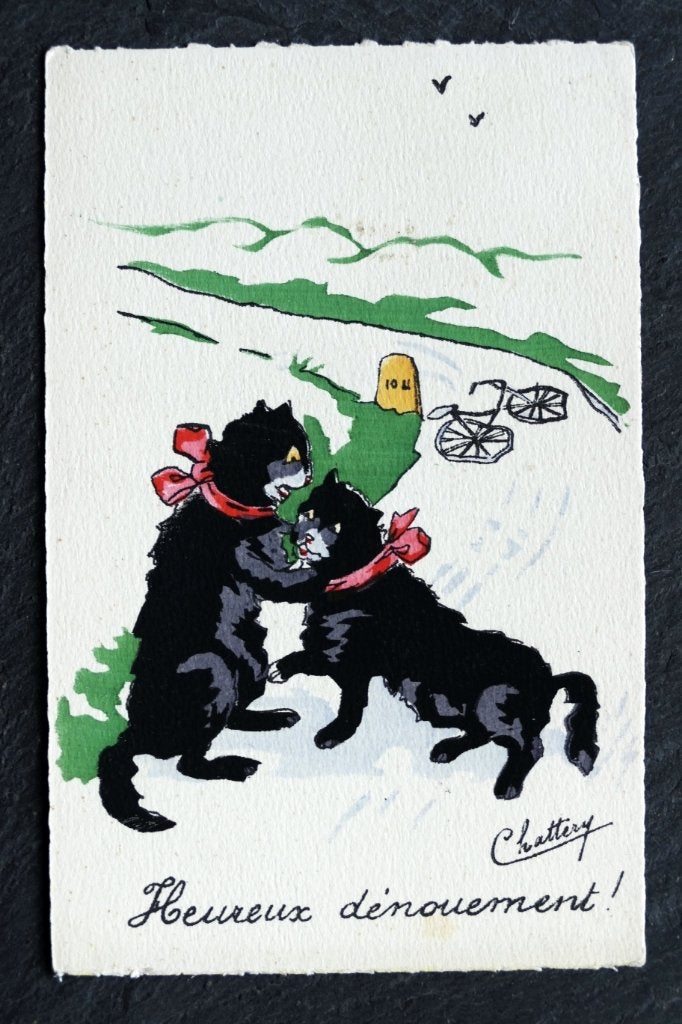 Ach gossie, poezen zijn van de fiets gevallen, Verzenden, 1920 tot 1940, Ongelopen, Hond of Kat