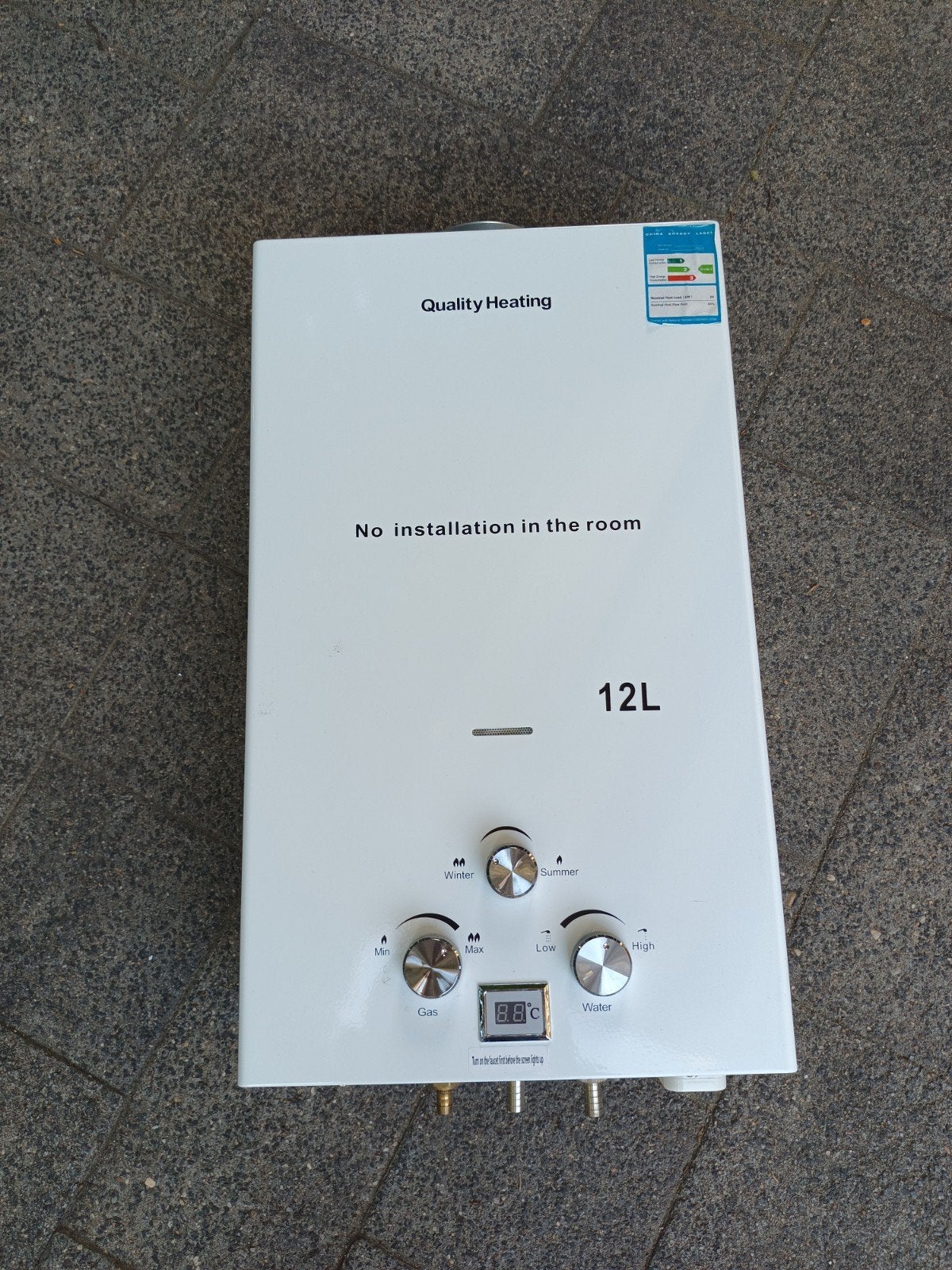 Quality Heating 12L LPG Geiser - 6x gebruikt., Ophalen of Verzenden, Minder dan 3 jaar oud, Minder dan 20 liter, Propaan of Butaan
