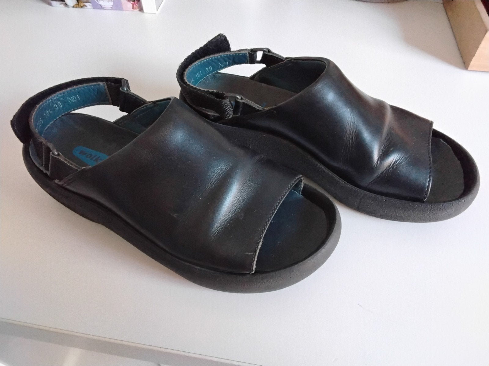 Zwarte leren wolky's maat 40, Ophalen of Verzenden, Zwart, Sandalen of Muiltjes