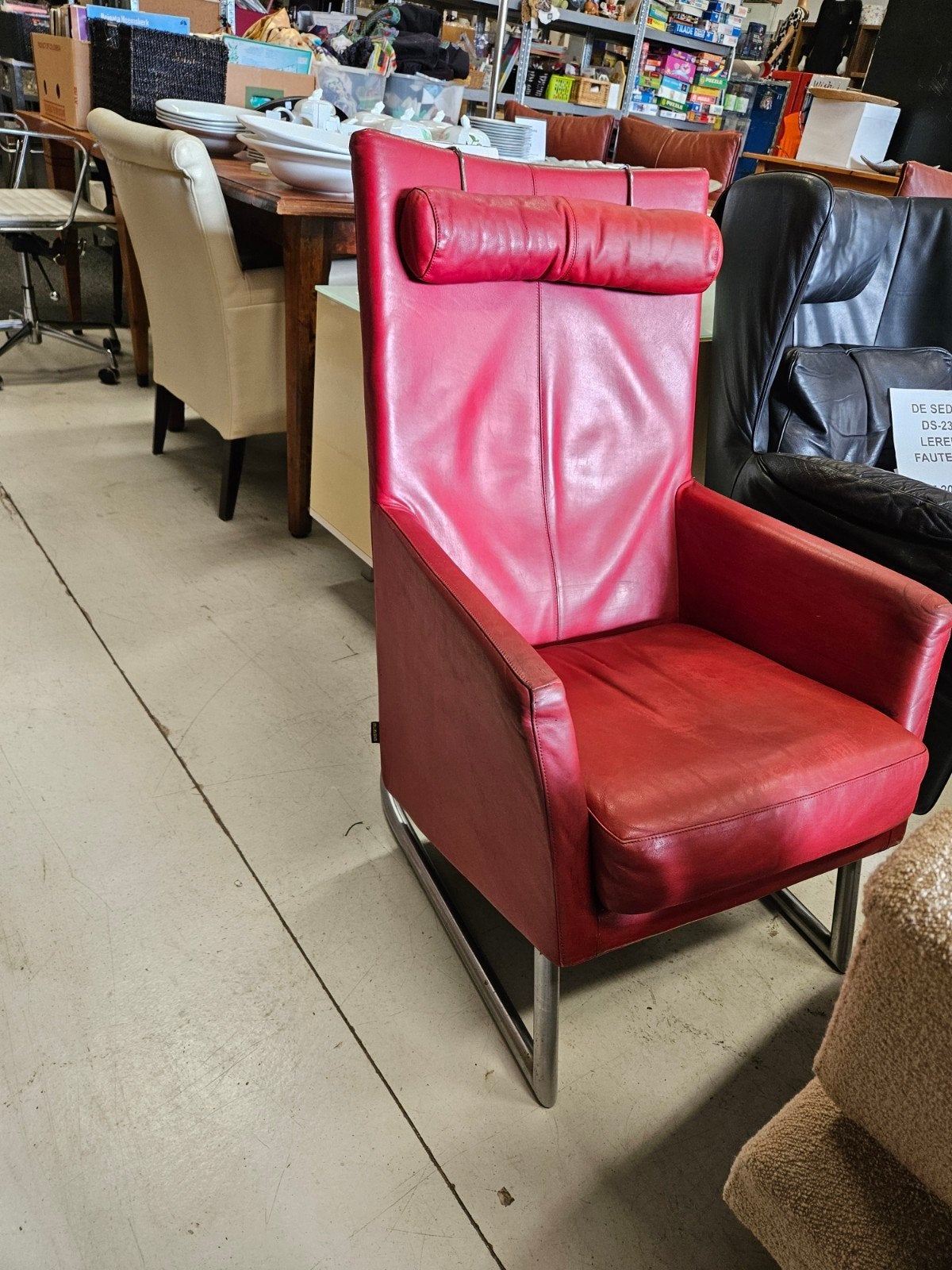 Montis Madonna leren fauteuil - Rood design, Gebruikt, Ophalen of Verzenden, 75 tot 100 cm, Montis
