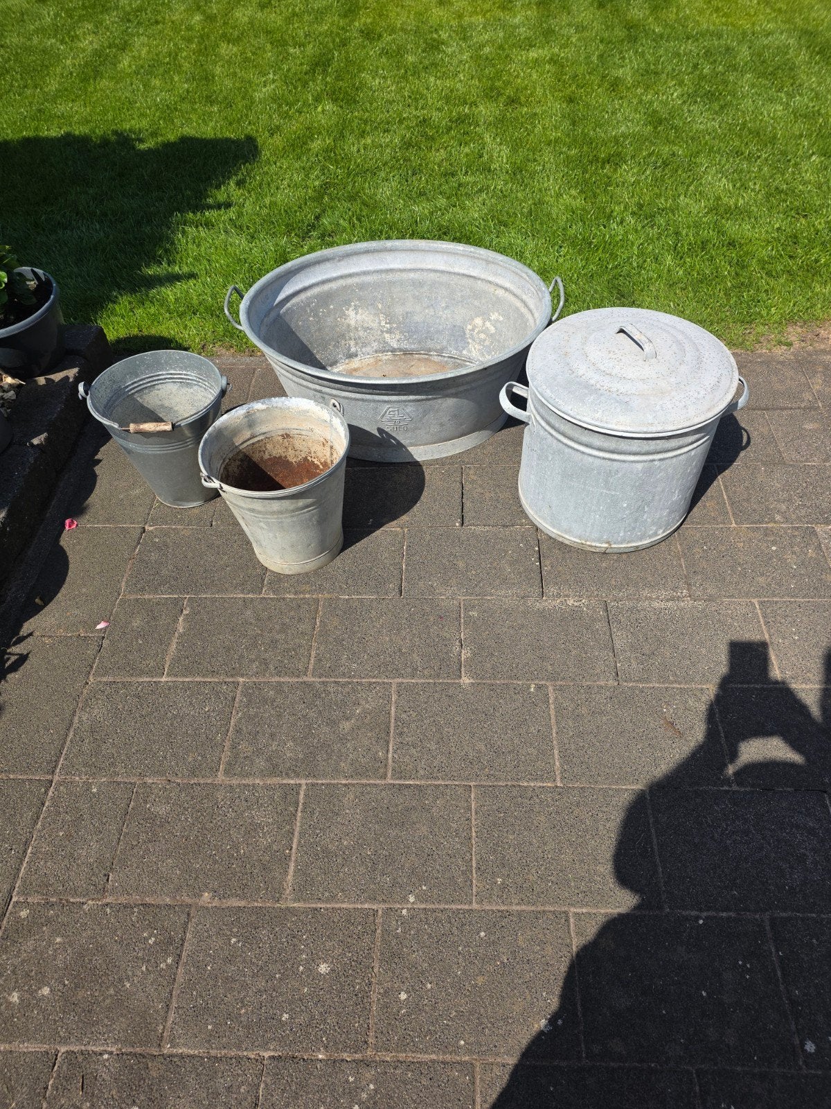 Leuke zinken wasteil, kookpan en Emmers, Ophalen, Gebruikt, IJzer, Met deksel