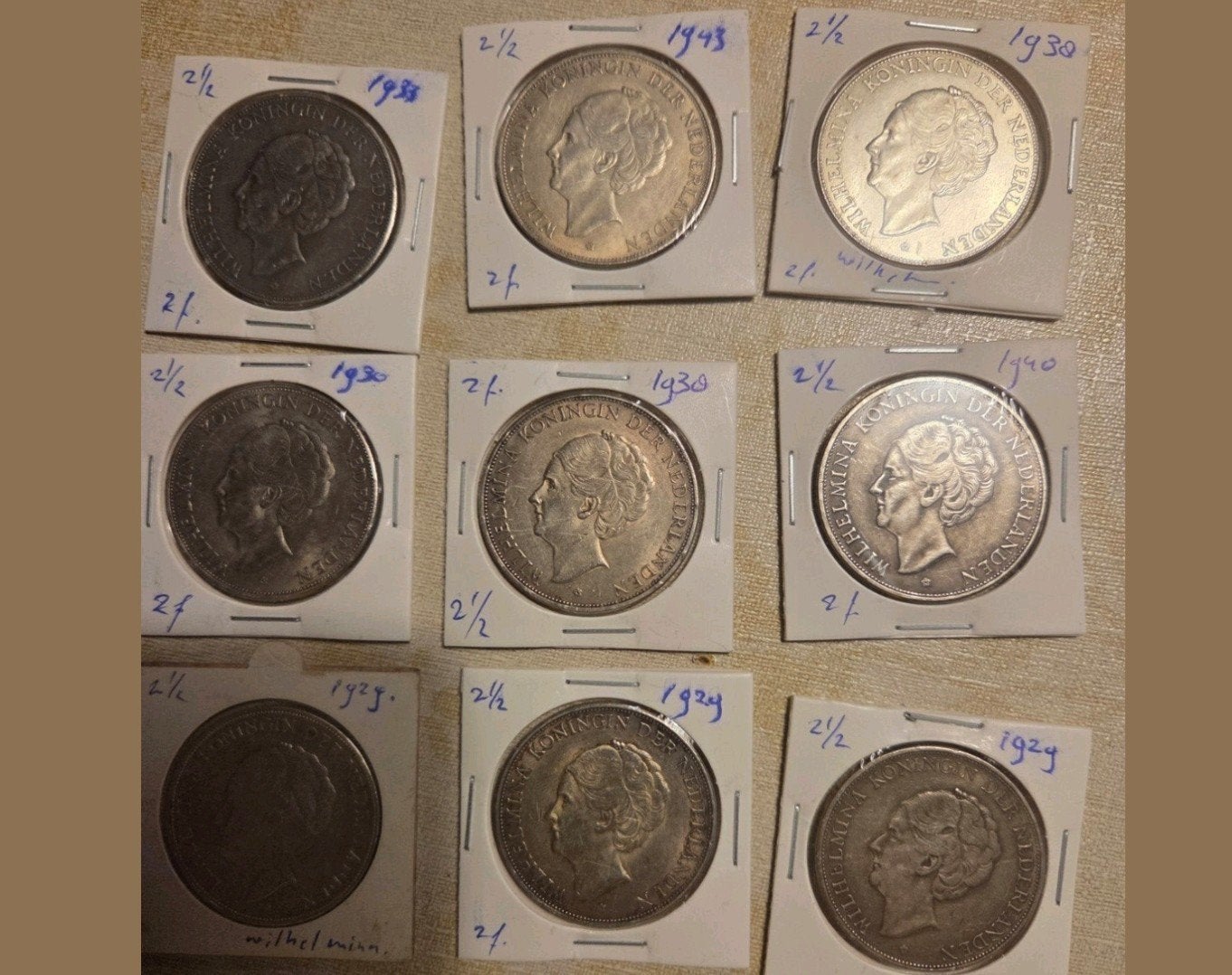 Wilhelmina Rijksdaalders 2 1/2 Gulden, Postzegels en Munten, Munten | Nederland, Zilver, Ophalen of Verzenden, Koningin Wilhelmina