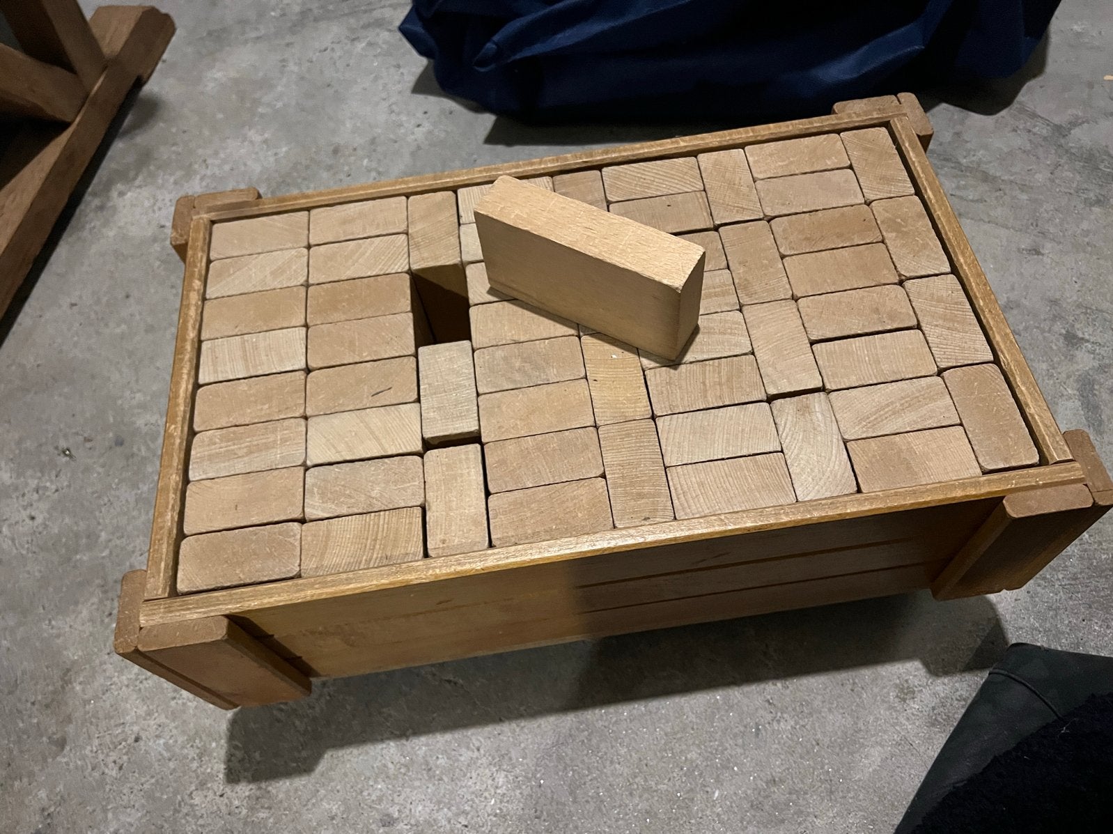Houten blokkenkar op wielen - 60x40 cm, Ophalen, Gebruikt, Overige typen