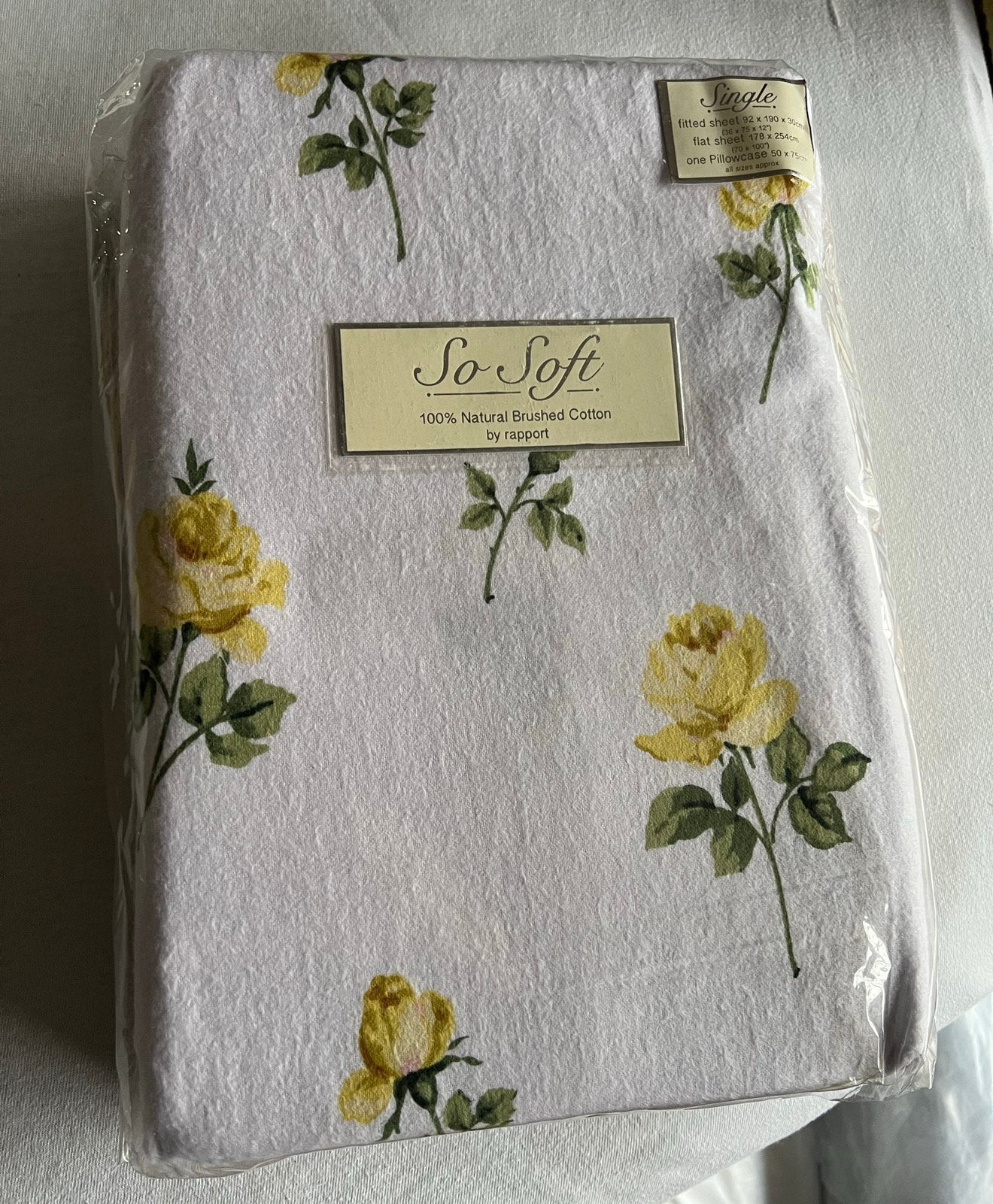 Rosebud 100% brushed Katoen lakenset Single beddengoed set, Overige maten, Wit, Dekbedovertrek, Nieuw