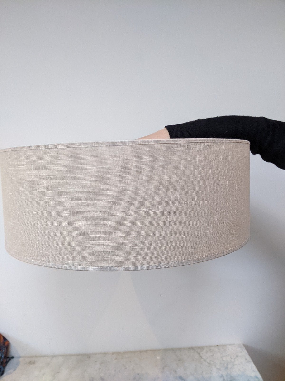 zandkleurige lampenkap, rond, 60 cm diameter, Ophalen, Gebruikt, Overige typen, Rond