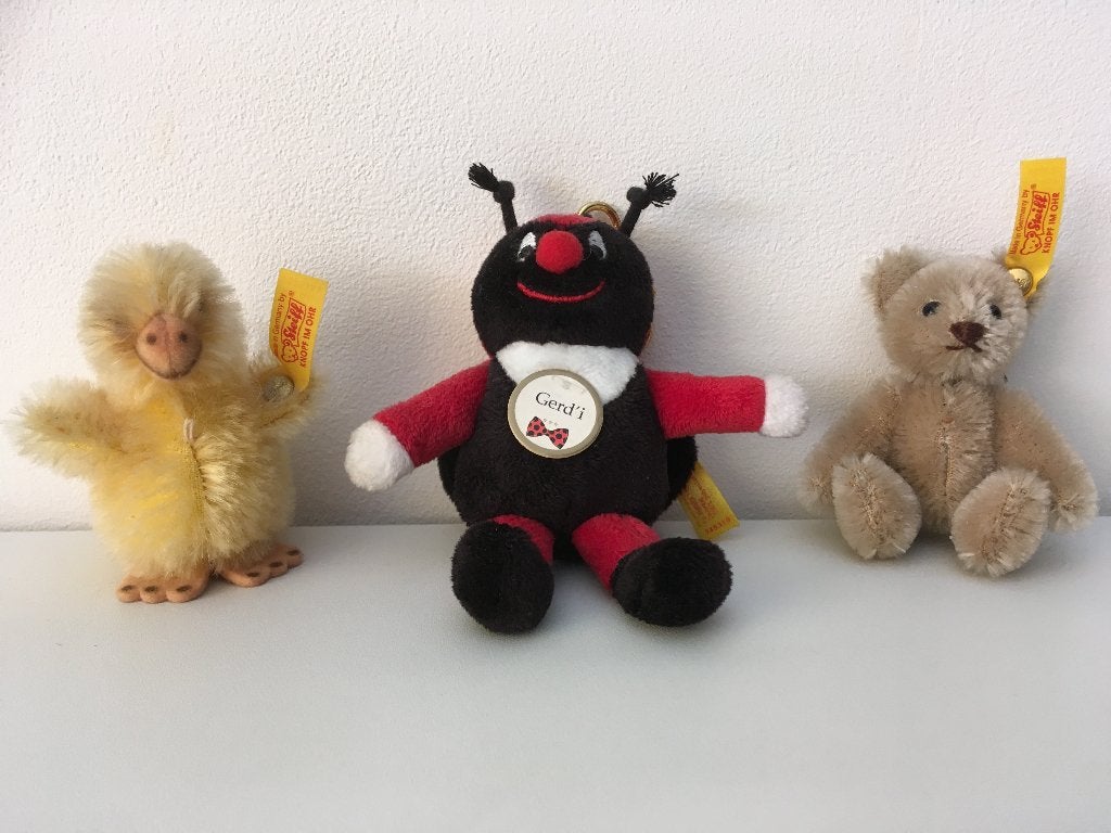 Steiff sleutelhangers beer, lieveheersbeestje en kuiken, Verzamelen, Ophalen of Verzenden, Nieuw, Dier of Natuur