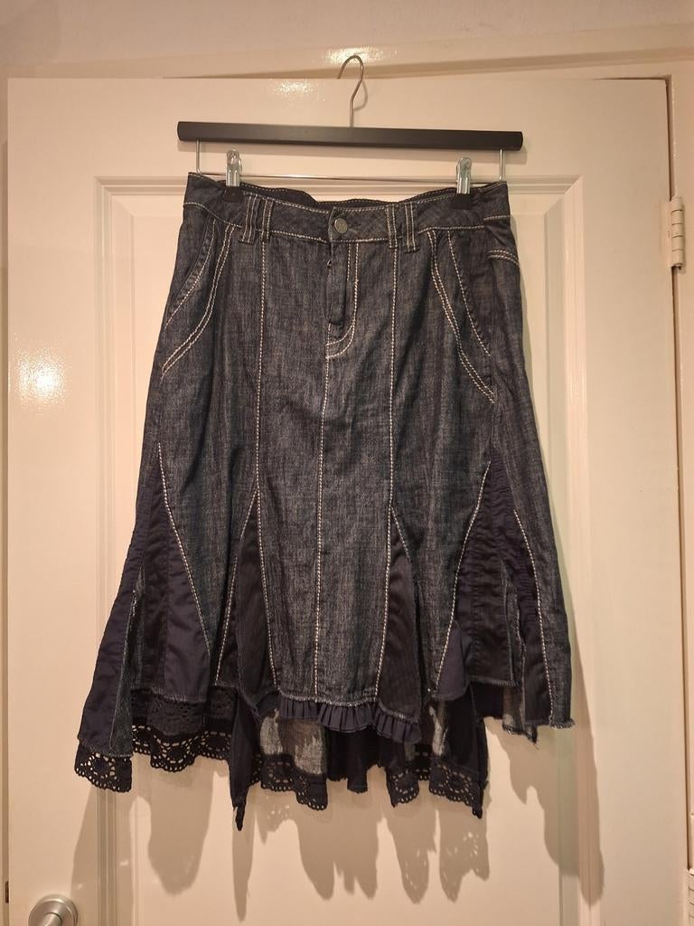 Didi Blue Sista Jeans rok met kant en borduursel, Maat 38/40 (M), Blauw, Ophalen of Verzenden, Knielengte