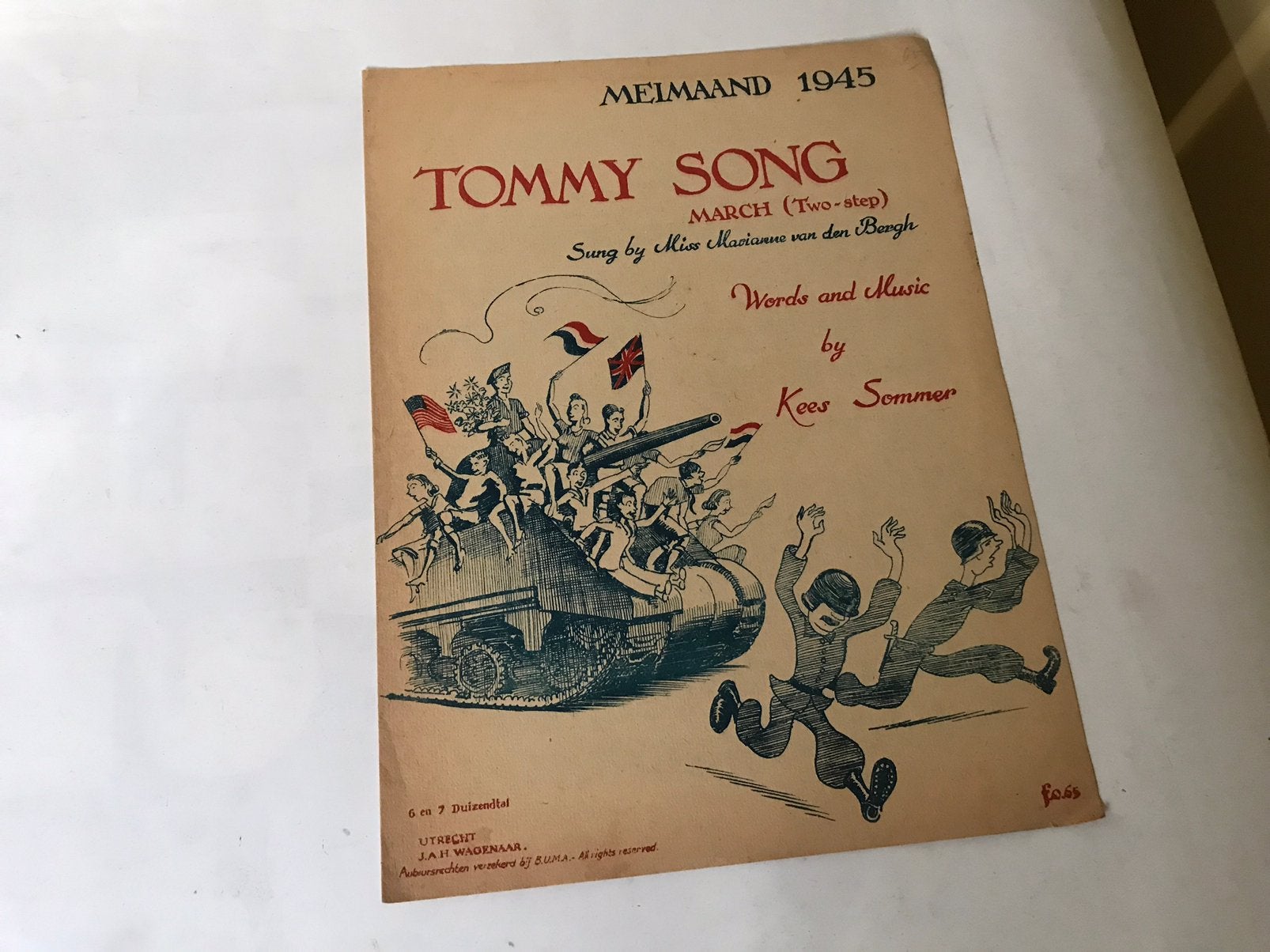 Bladmuziek; Tommy Song meimaand 1945, Ophalen of Verzenden, Tweede Wereldoorlog, Zo goed als nieuw
