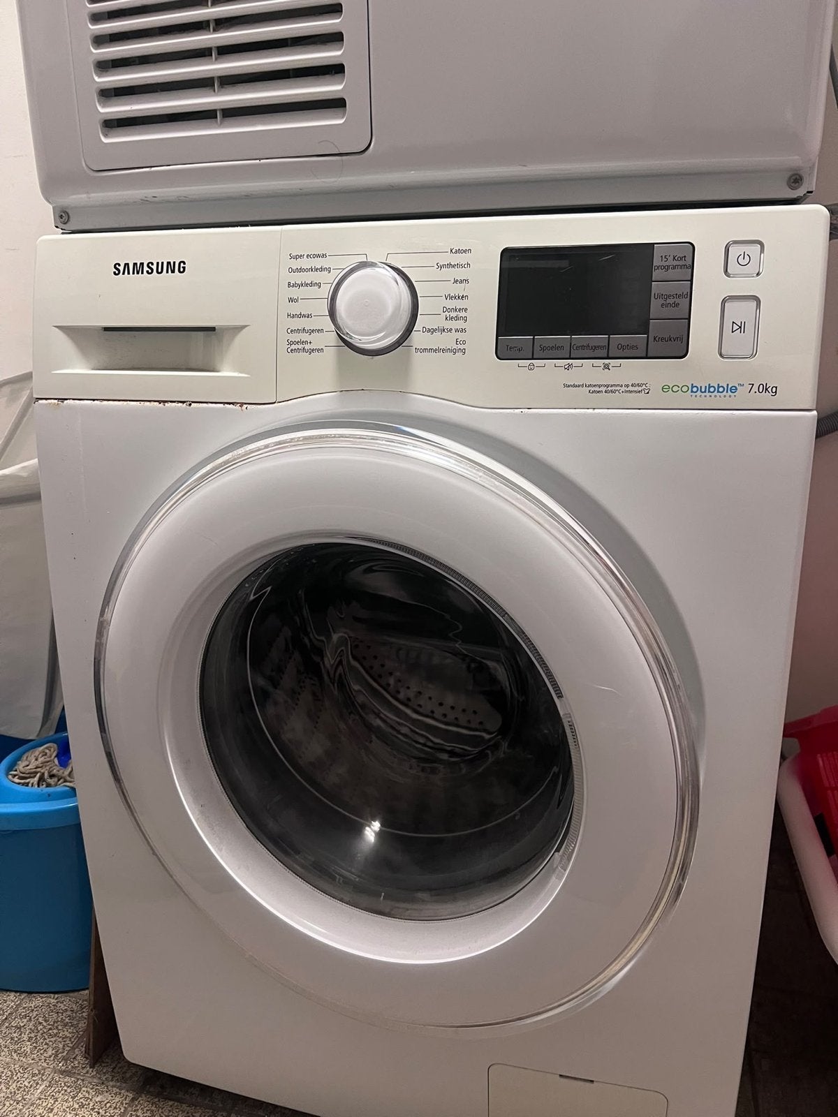 Wasmachine 7kg & Droger 8kg*, Ophalen, Gebruikt, Voorlader, 85 tot 90 cm