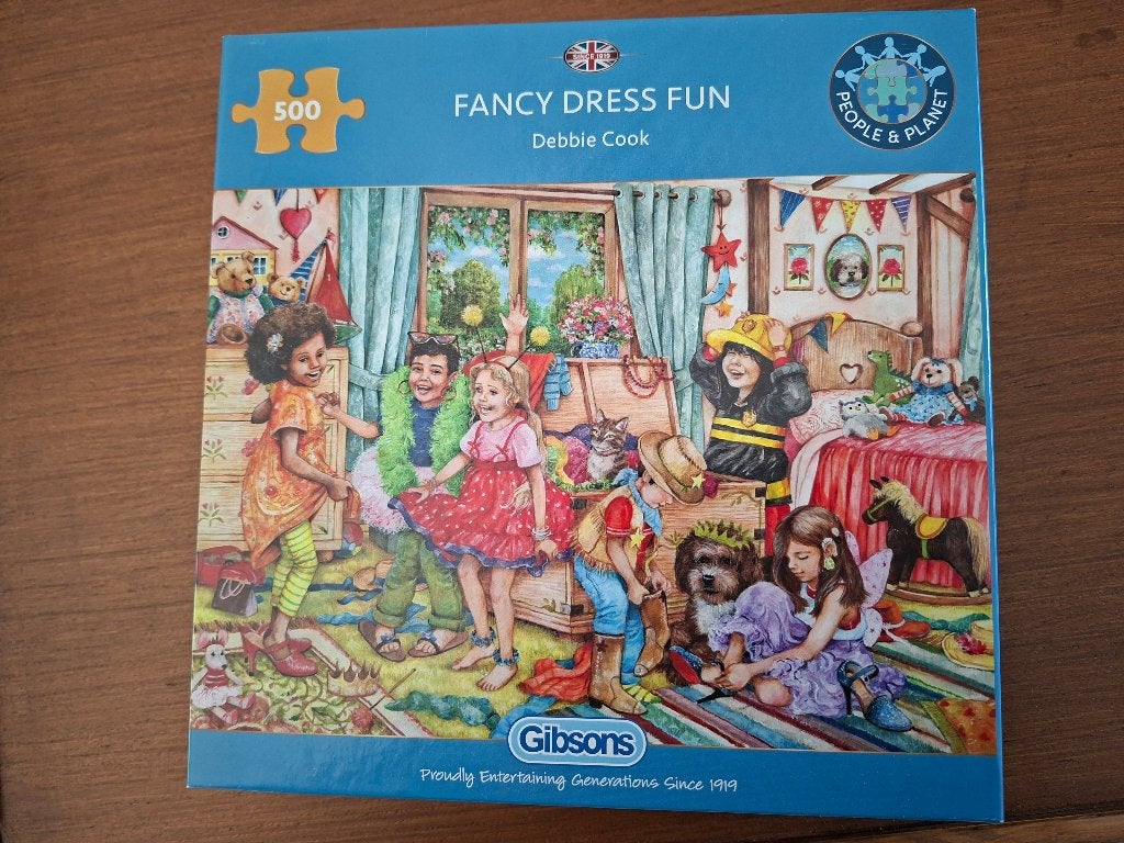 Gibson puzzel Fancy Dress Fun, Ophalen of Verzenden, 500 t/m 1500 stukjes, Zo goed als nieuw, Legpuzzel