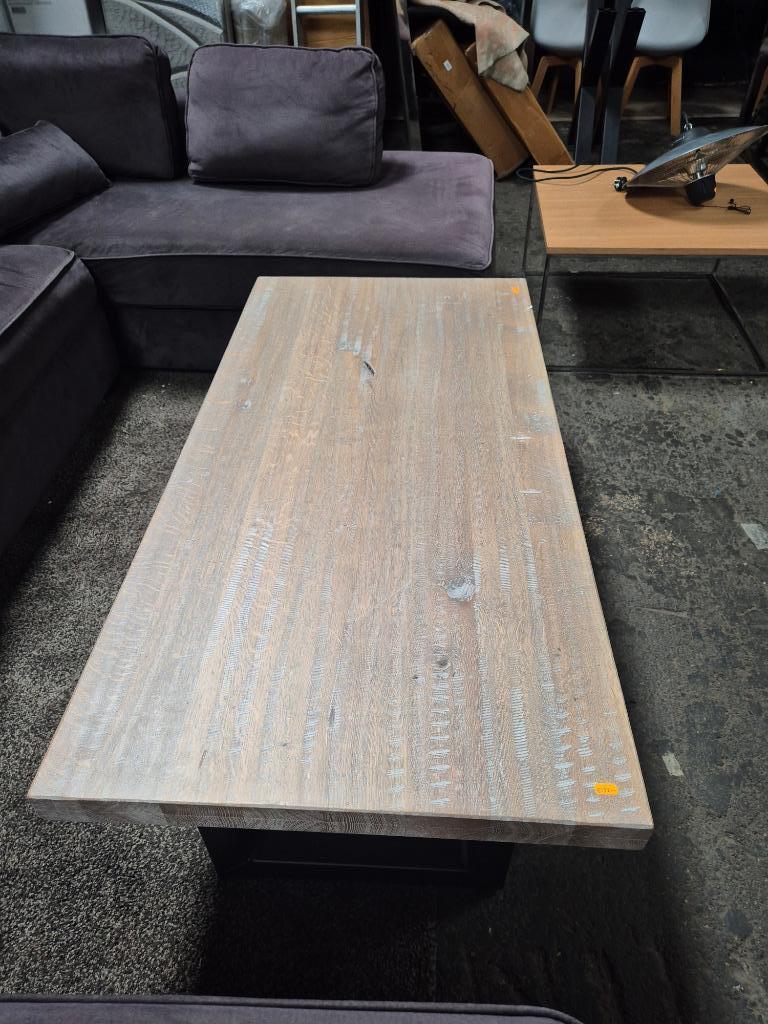 Salontafel eiken hout, grey wash, Huis en Inrichting, Tafels | Salontafels, Stoer, Nieuw, Minder dan 50 cm, Rechthoekig