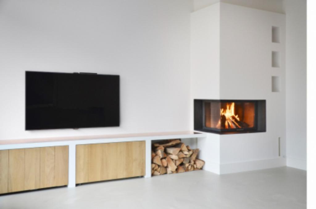 Totem 900 hoek liftdeurhaard, Huis en Inrichting, Haarden, Nieuw, Houthaard, Ophalen of Verzenden