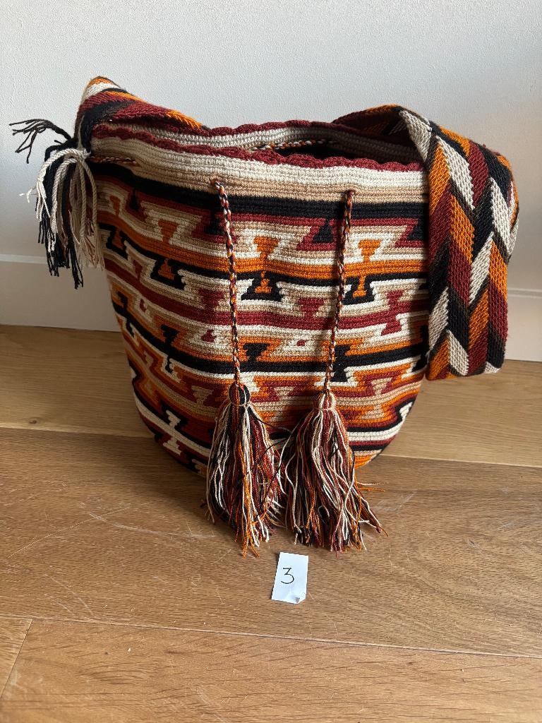 Unieke Wayuu tas zwart/beige. Unieke., Verzenden, Nieuw, Beige, Schoudertasje
