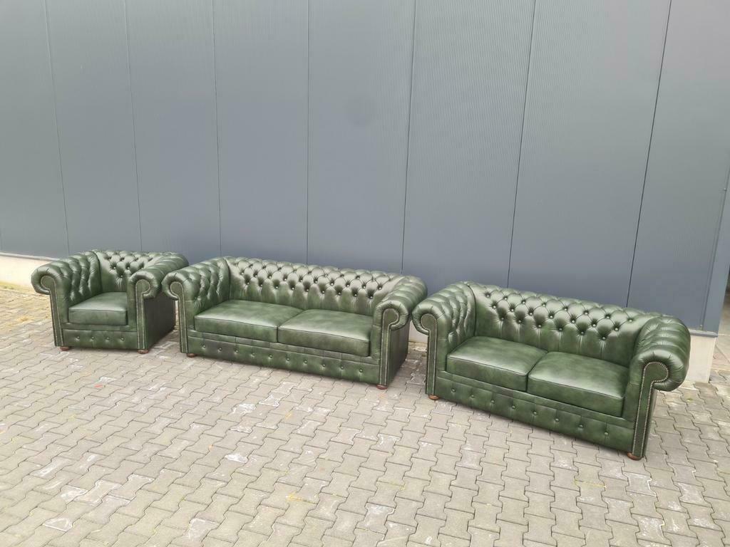 Nieuw CHESTERFIELD XL bankstel groen + GRATIS BEZORGING, Huis en Inrichting, Banken | Bankstellen, Chesterfield, Nieuw, Leer, Ophalen of Verzenden