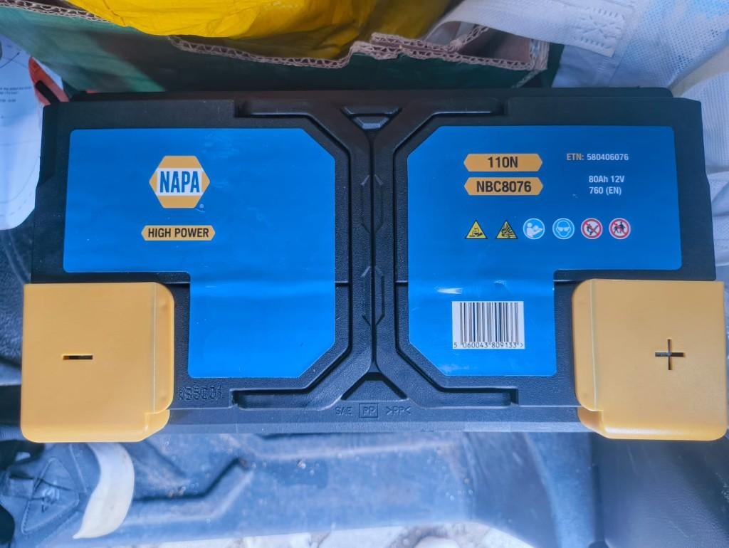 NAPA 110N Auto Accu 80Ah 12V 760A (EN) – Met Factuur, Ophalen, Nieuw