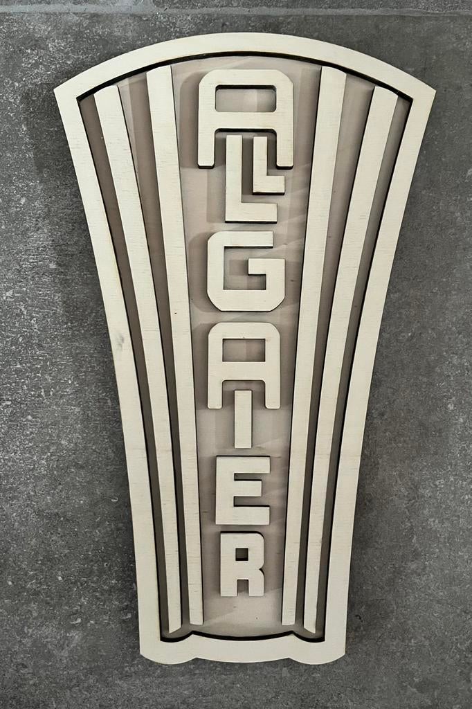 Allgaier 3d logo van hout 28cm x 44cm, Ophalen of Verzenden, Nieuw