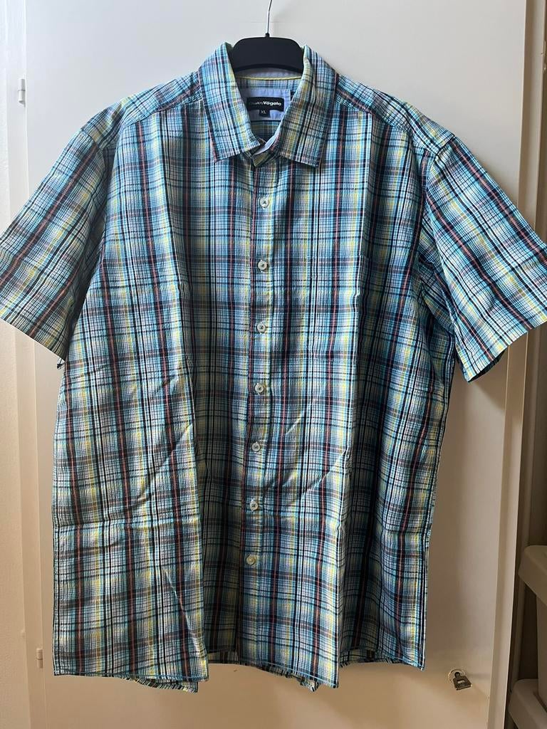 Maat XL Overhemd korte mouw gekleurd geruit, Kleding | Heren, Overhemden, Ophalen of Verzenden, Zo goed als nieuw, Blauw, Halswijdte 43/44 (XL)