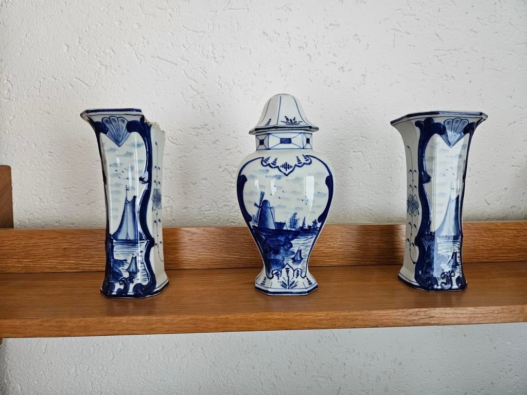 3-delig Delfts Blauw kaststel, Antiek en Kunst, Ophalen of Verzenden