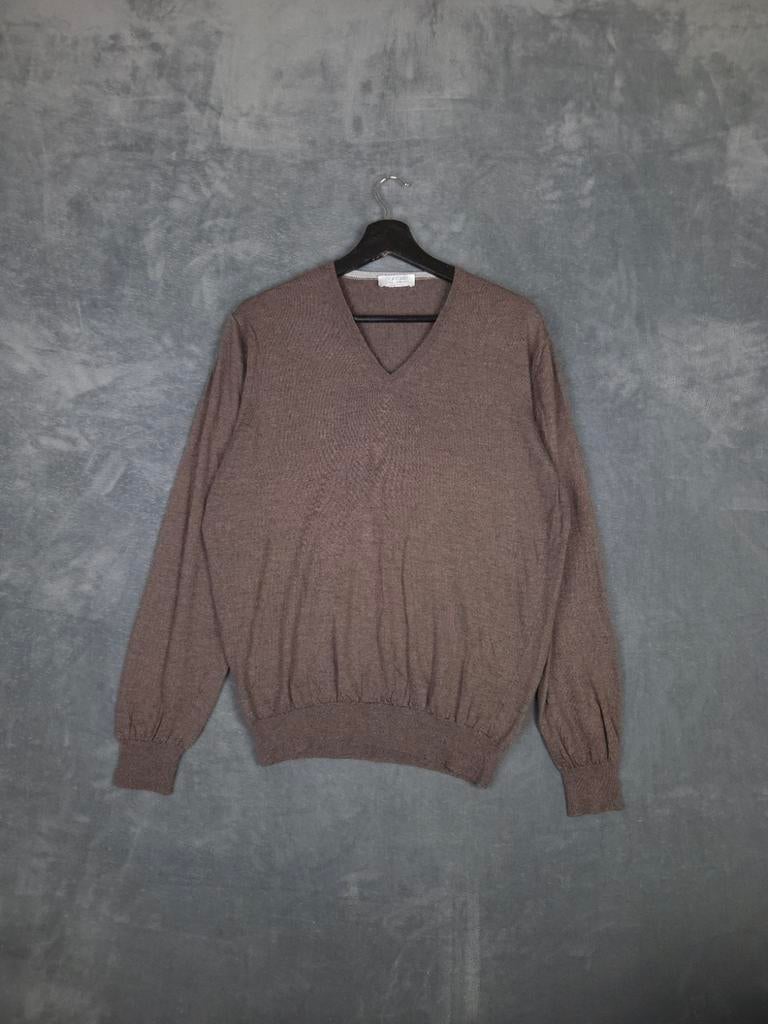 Gran Sasso Trui 54 L V-hals Wol Bruin Sweater, Kleding | Heren, Maat 52/54 (L), Bruin, ., Ophalen of Verzenden