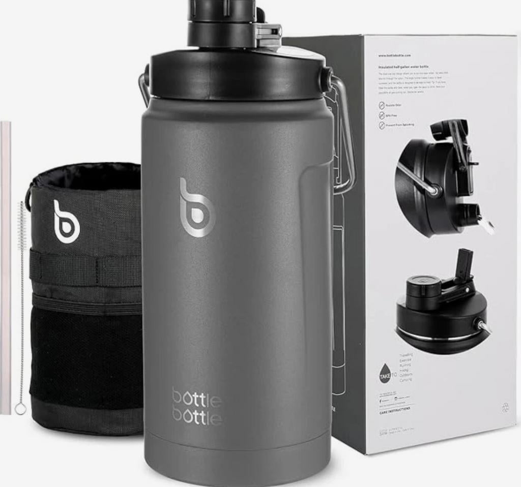 Lekvrije Roestvrijstalen Waterfles 1.8L - Grijze Afwerking, Ophalen of Verzenden, Nieuw