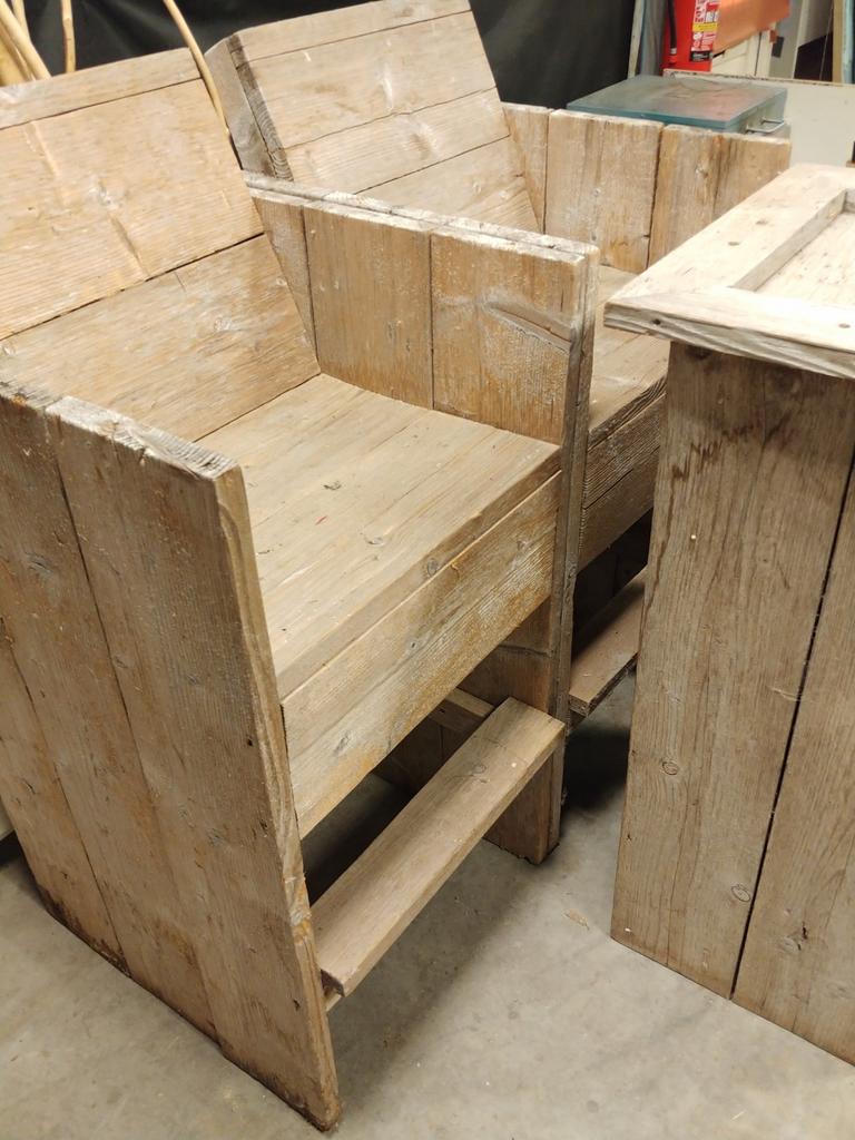 Hoge stoelen/ barkrukken steigerhout., Ophalen of Verzenden, Gebruikt, Hout