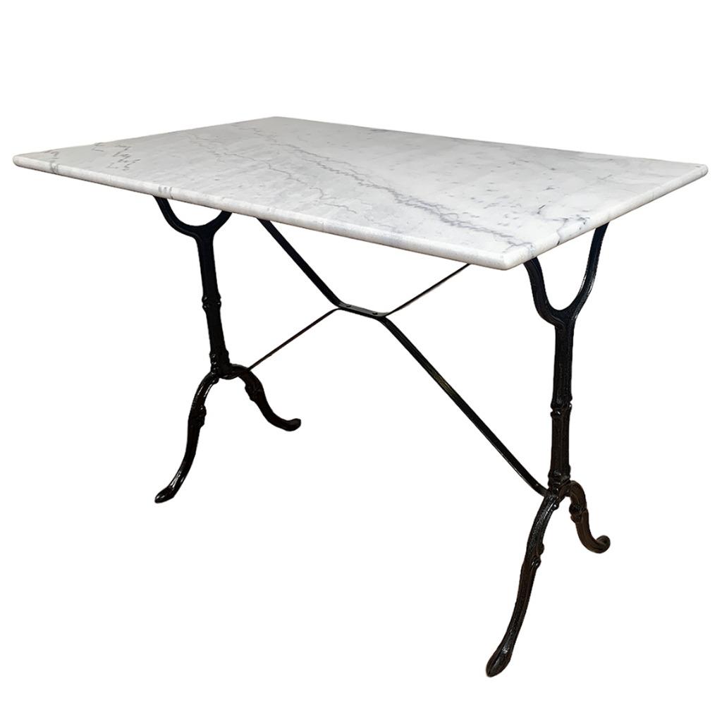 Bistro tuintafel marmer rechthoekig tafelblad met gietijzer, Tuin en Terras, Tuinsets en Loungesets, Nieuw, Overige materialen