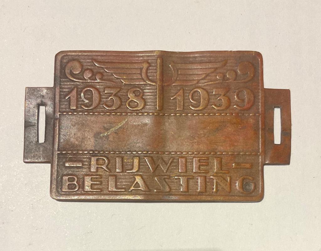 Rijwielbelasting plaatje, Antiek en Kunst, Antiek | Koper en Brons, Ophalen of Verzenden, Koper