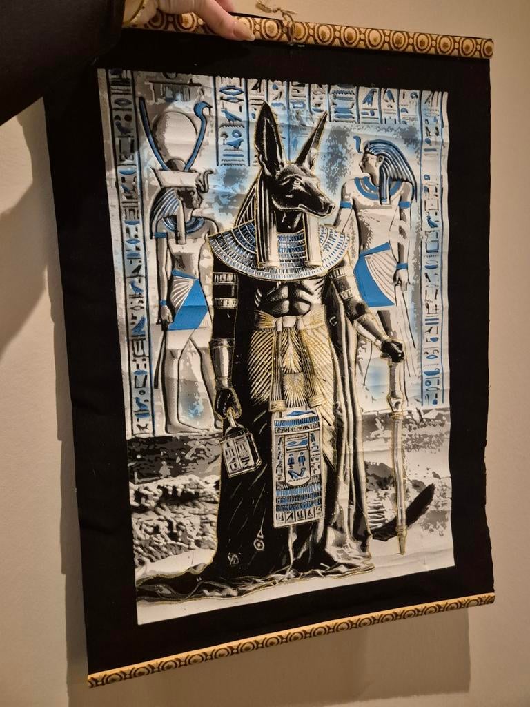 Egyptisch schilderij Anubis met glitter, Ophalen of Verzenden, Zo goed als nieuw