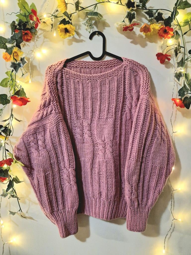 Heerlijk zachte warme dikke vintage roze aran gebreide trui, Kleding | Dames, Truien en Vesten, Ophalen of Verzenden, Zo goed als nieuw