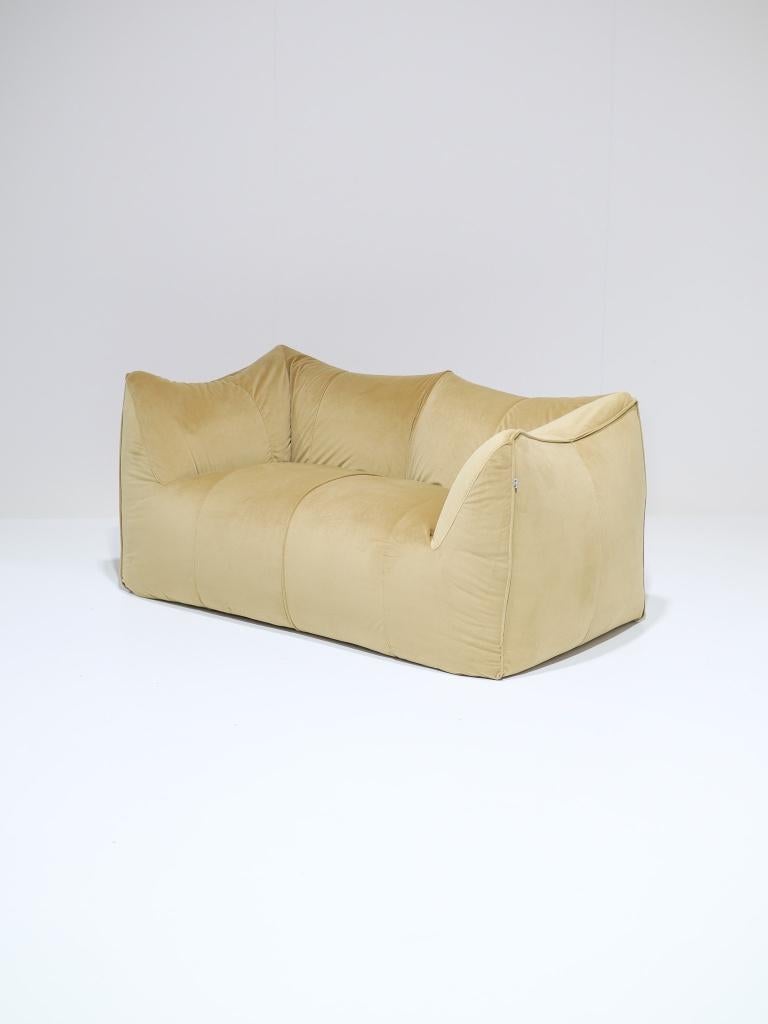 Le Bambole 2-zits bank B&B Italia velvet geel 1978, Huis en Inrichting, Ophalen, -, -, 150 tot 200 cm