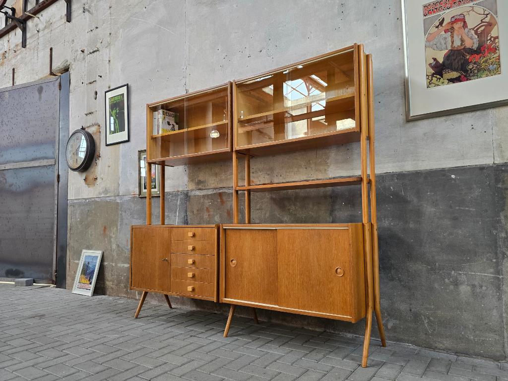 Vintage Jaren 60 Wandmeubel Mid Century Design Vitrinekast 4, Gebruikt, 150 tot 200 cm, Ophalen of Verzenden, 150 tot 200 cm