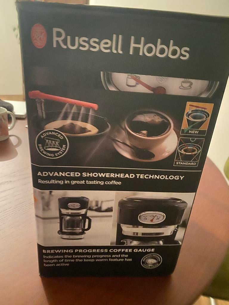 Russell Hobbs Retro Koffiezetapparaat - Nieuw!, Afneembaar waterreservoir, Gemalen koffie, Ophalen of Verzenden, 4 tot 10 kopjes