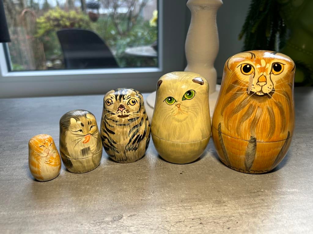 Matroesjka poezen set, 5-delig, hoogte 10,5 - 4 cm, Ophalen of Verzenden