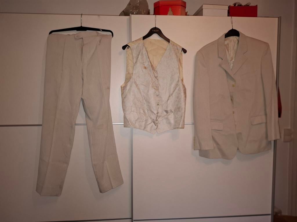 Trouwpak Heren, Ophalen of Verzenden, Gedragen, Maat 52/54 (L), Beige