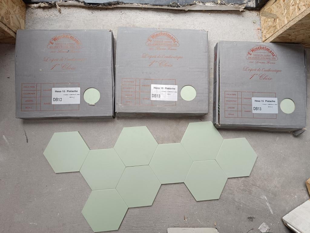 Winckelmans Hexagon Tegels Pistache - Nieuw in Doos, Ophalen, Keramiek, Nieuw, Minder dan 20 cm