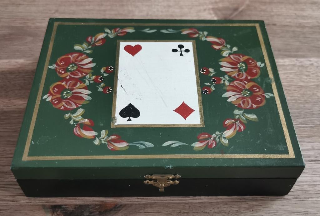 Antieke Beschilderde Kaartendoos, Ophalen of Verzenden