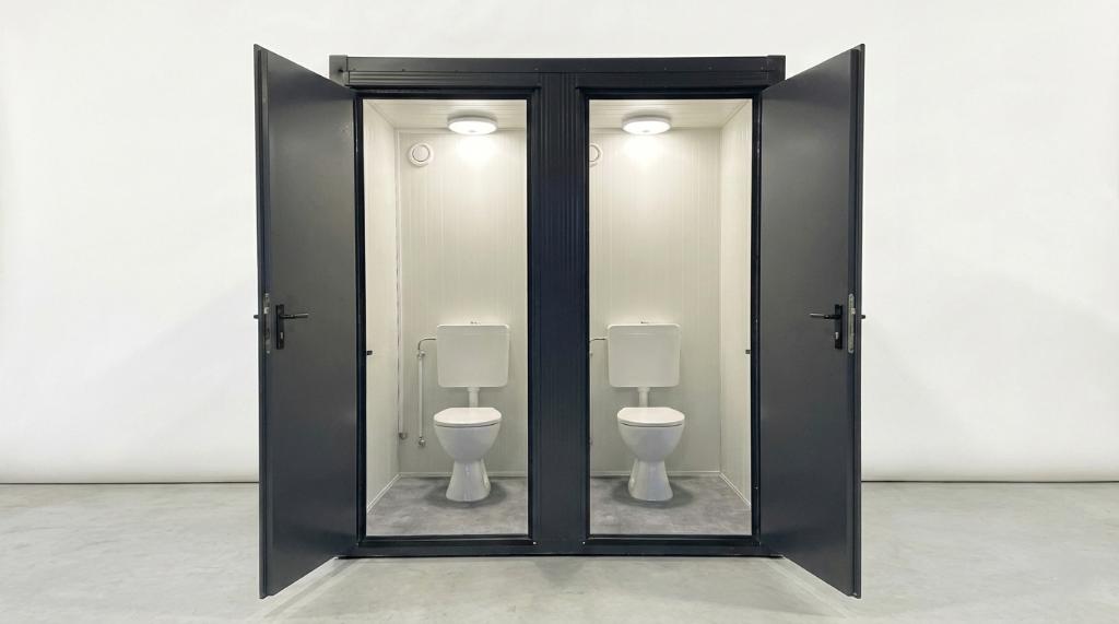 Te koop dubbele toilet unit met staande toiletten Plug&Play, Ophalen of Verzenden, Nieuw, Toilet