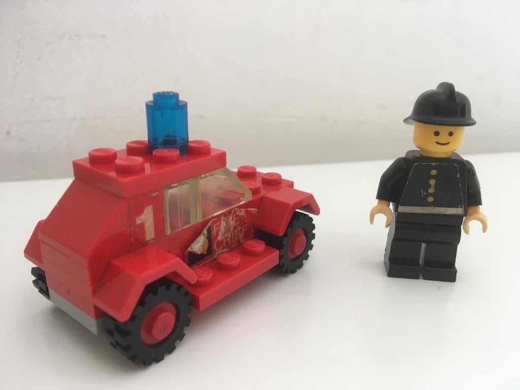 Lego 602 brandweercommandant met auto - fire chief's car(, Compleet, Gebruikt, Lego, Ophalen of Verzenden