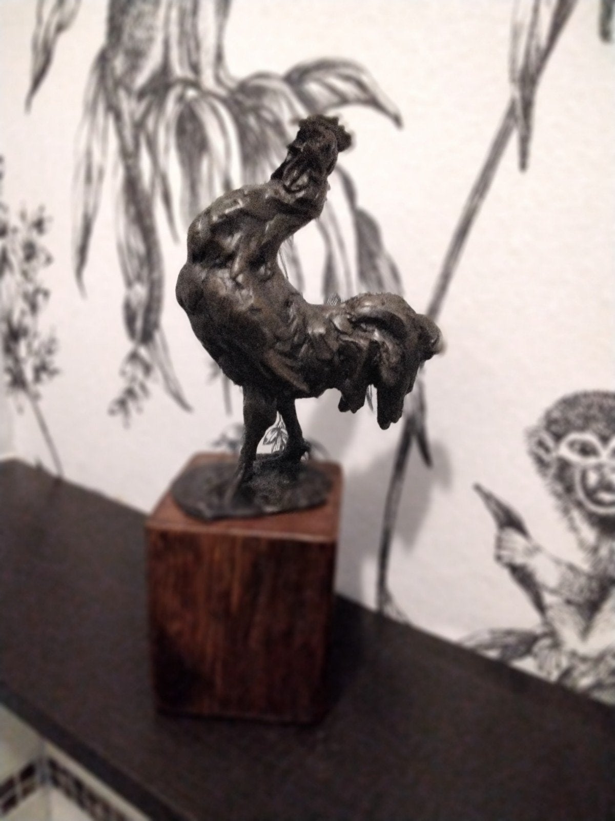 Bronzen haan, gesigneerd Frantin, 23 cm hoog, Ophalen, Brons, 20 - 50 cm, Beeld