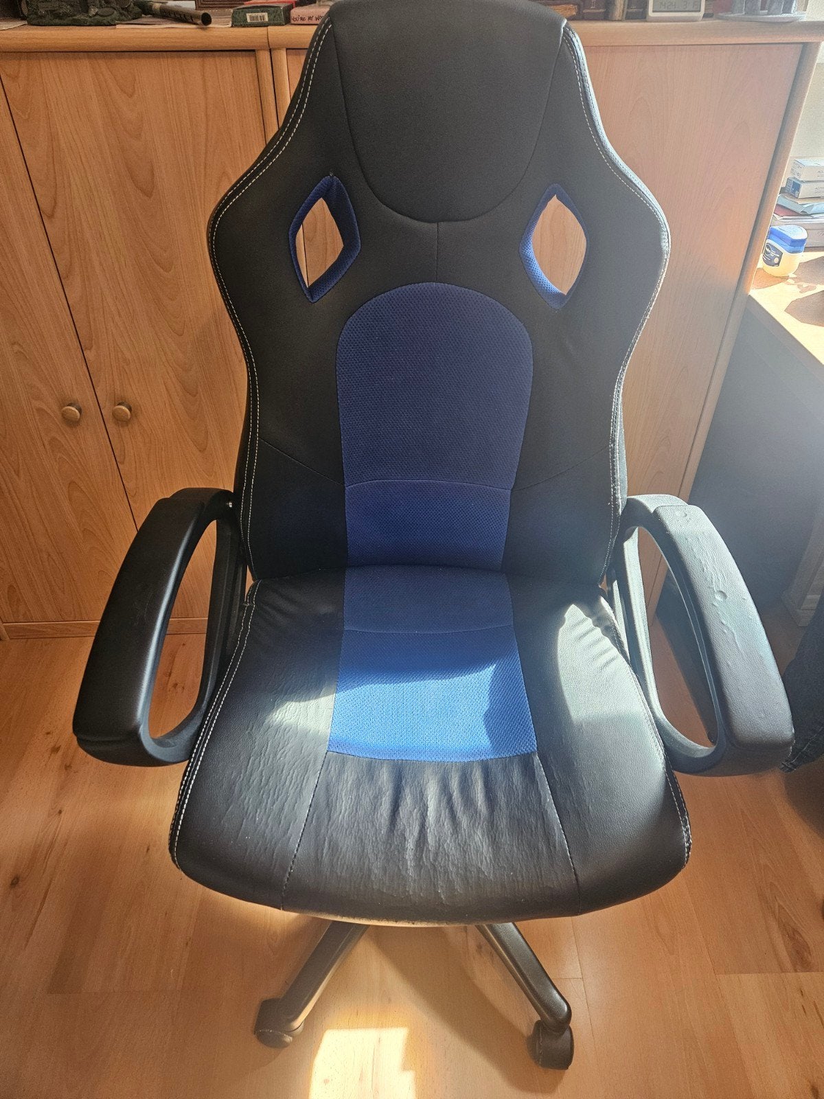 gamestoel blauw/zwart, Ophalen, Gebruikt, Blauw, Gaming bureaustoel