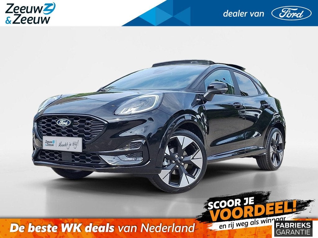 Ford Puma 1.0 EcoBoost Hybrid ST-Line X | 0,99% Ford Options, Auto's, Ford, 12 maanden, 125 pk, Puma, Leder en Stof