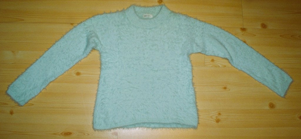 H&m li-groene harige trui maat 170 met iets verhoogd halsboo, Gebruikt, Meisje, Trui of Vest, H&M