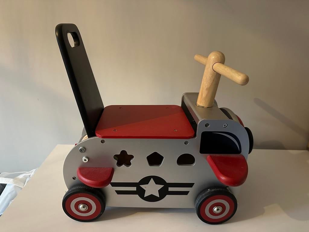 I’m toy loopwagen / duwwagen vliegtuig hout, Ophalen of Verzenden, Zo goed als nieuw